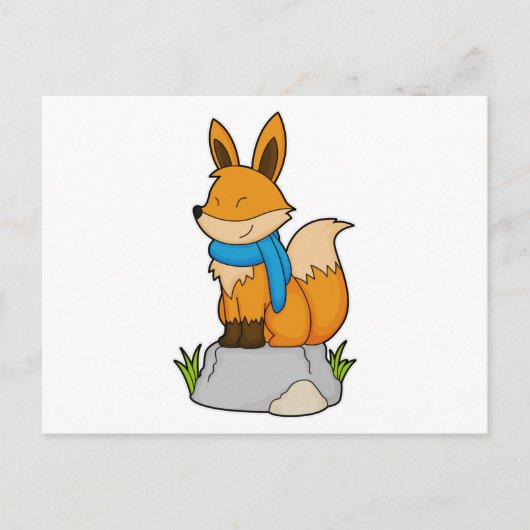 Fox mit Scarf auf Rock Postkarte (Vorderseite)