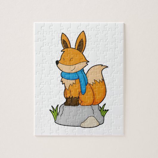 Fox mit Scarf auf Rock Puzzle (Vertikal)