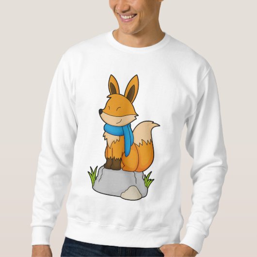 Fox mit Scarf auf Rock Sweatshirt (Vorderseite)
