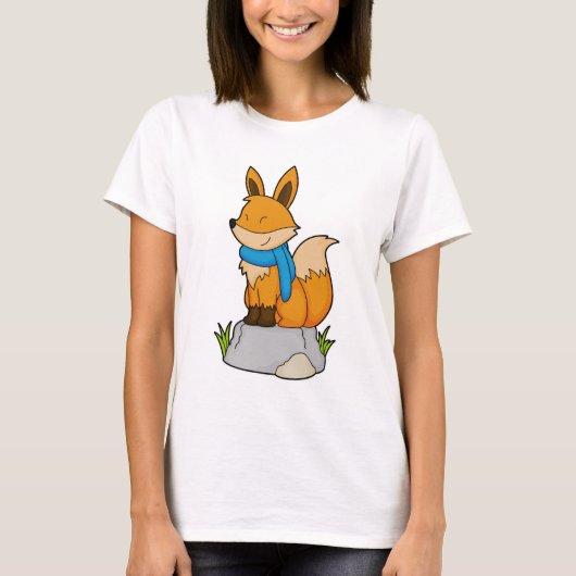 Fox mit Scarf auf Rock T-Shirt (Vorderseite)