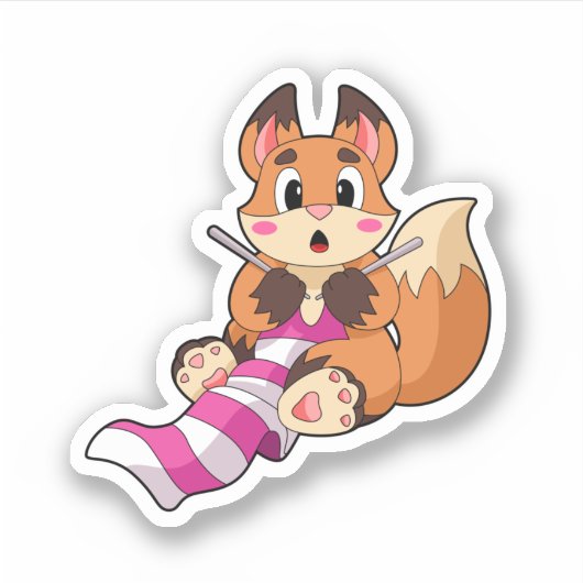 Fox mit Scarf Aufkleber (Vorderseite)