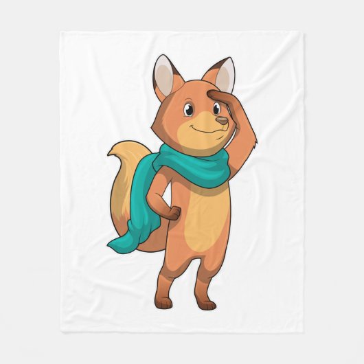 Fox mit Scarf Fleecedecke (Vorderseite)