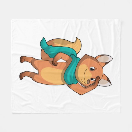 Fox mit Scarf Fleecedecke (Vorderseite (Horizontal))