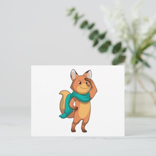 Fox mit Scarf Postkarte (Stehend Vorderseite)