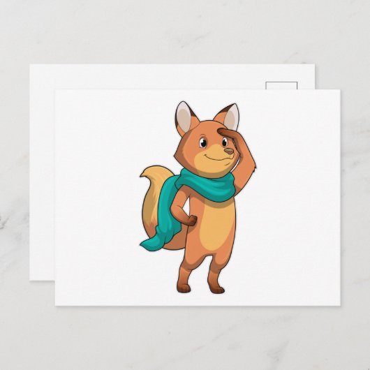 Fox mit Scarf Postkarte (Vorne/Hinten)
