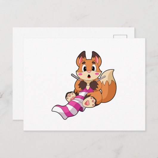 Fox mit Scarf Postkarte (Vorne/Hinten)