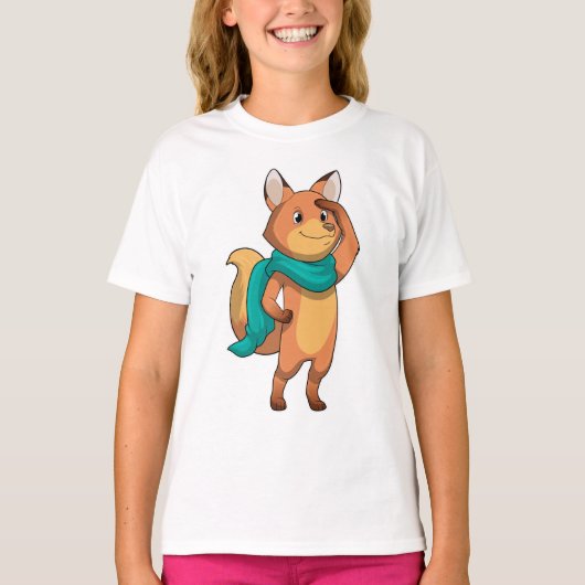 Fox mit Scarf T-Shirt (Vorderseite)