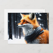 Fox mit Schal im Winter Postkarte (Vorne/Hinten)