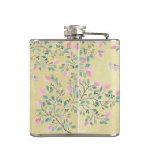 Fox mit Schmetterlingen und rosa Blumen Flachmann (Rückseite)