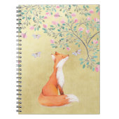 Fox mit Schmetterlingen und rosa Blumen Notizblock (Vorderseite)