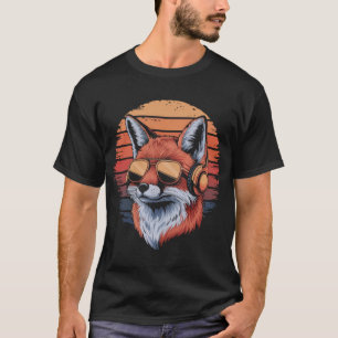 Fox mit Sonnenbrille und Kopfhörer Vintag T-Shirt