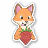 Fox mit Strawberry Aufkleber (Vorderseite)