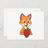 Fox mit Strawberry Postkarte (Vorne/Hinten)