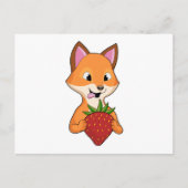 Fox mit Strawberry Postkarte (Vorderseite)