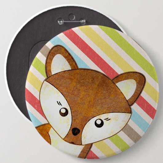 Fox mit Stripes-Button Button (Vorne & Hinten)