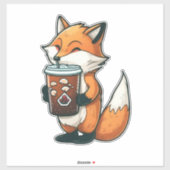 Fox mit Tasse Aufkleber (Blatt)