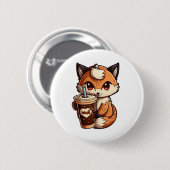 Fox mit Tasse Button (Vorne & Hinten)