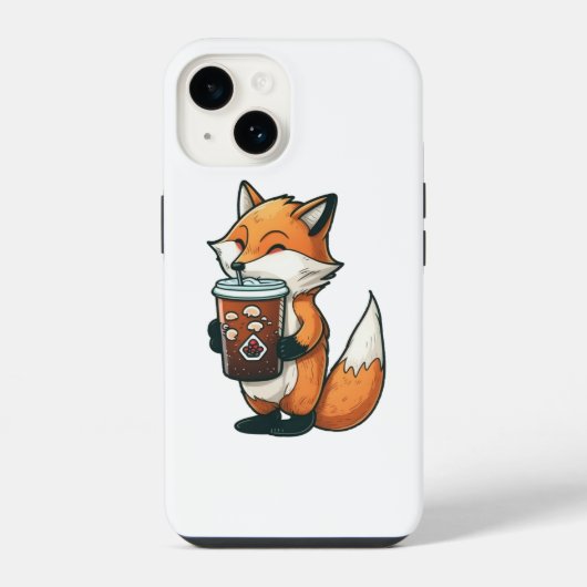 Fox mit Tasse iPhone Hülle (Rückseite)