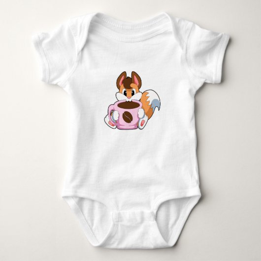 Fox mit Tasse Kaffee Baby Strampler (Vorderseite)