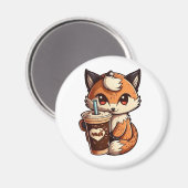 Fox mit Tasse Magnet (Vorderseite/Rückseite)
