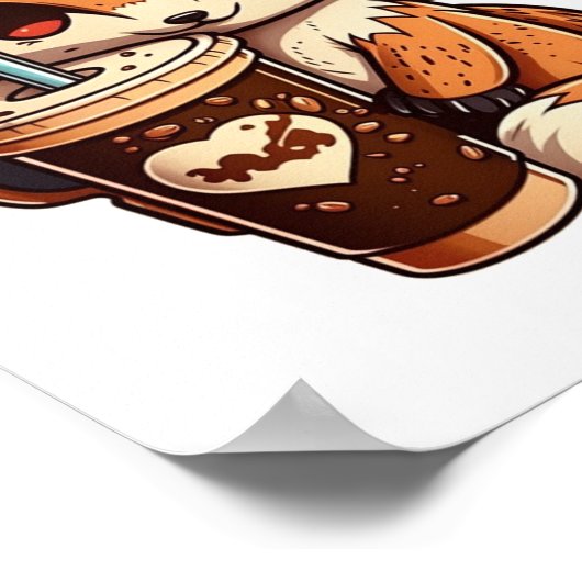 Fox mit Tasse Poster (Ecke)