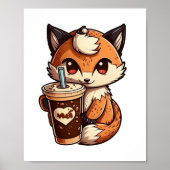 Fox mit Tasse Poster (Vorne)