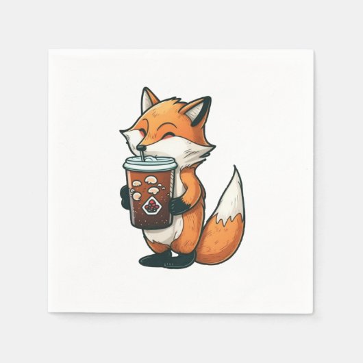 Fox mit Tasse Serviette (Vorderseite)