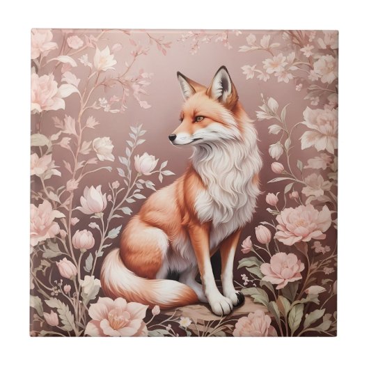 Fox mit traumhaft rosa Blüte Fliese (Vorderseite)