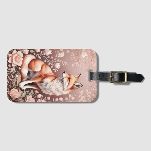 Fox mit traumhaft rosa Blüte Gepäckanhänger (Vorderseite (Horizontal))