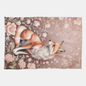 Fox mit traumhaft rosa Blüte Geschirrtuch (Horizontal)