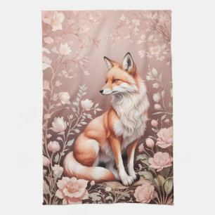 Fox mit traumhaft rosa Blüte Geschirrtuch