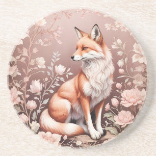 Fox mit traumhaft rosa Blüte Getränkeuntersetzer