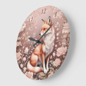 Fox mit traumhaft rosa Blüte Große Wanduhr (Winkel)