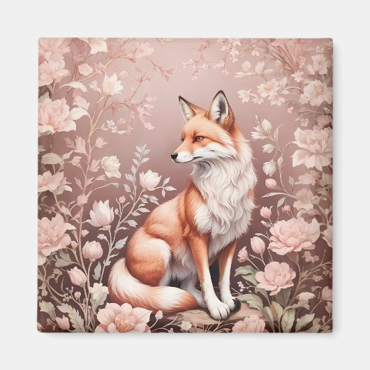 Fox mit traumhaft rosa Blüte Magnet (Vorne)