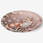 Fox mit traumhaft rosa Blüte Pappteller (Schrägansicht)