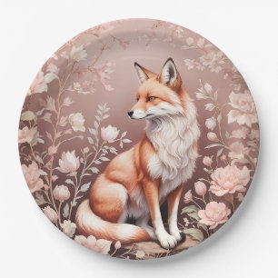 Fox mit traumhaft rosa Blüte Pappteller