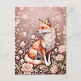 Fox mit traumhaft rosa Blüte Postkarte