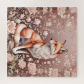Fox mit traumhaft rosa Blüte Puzzle (Horizontal)