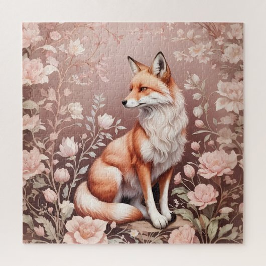 Fox mit traumhaft rosa Blüte Puzzle (Vertikal)