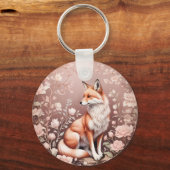 Fox mit traumhaft rosa Blüte Schlüsselanhänger (Rückseite)