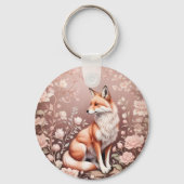 Fox mit traumhaft rosa Blüte Schlüsselanhänger (Rückseite)
