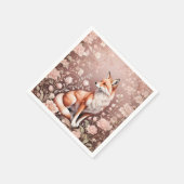 Fox mit traumhaft rosa Blüte Serviette (Ecke)