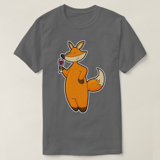 Fox mit Weinglas T-Shirt (Design vorne)