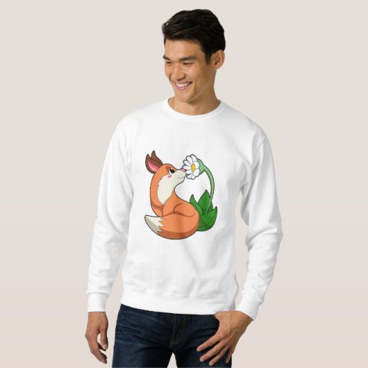 Fox mit weißer Blume Sweatshirt (Vorne ganz)
