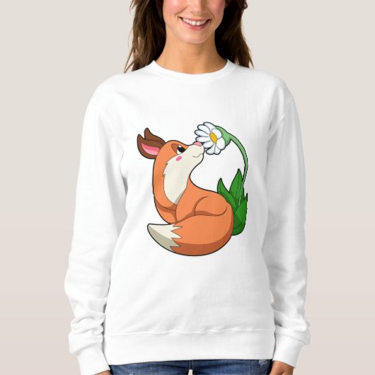 Fox mit weißer Blume Sweatshirt (Vorderseite)