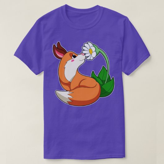 Fox mit weißer Blume T-Shirt (Design vorne)