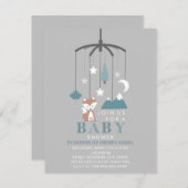 Fox Mobile Modern Boy Baby Dusche Einladung (Vorne/Hinten)