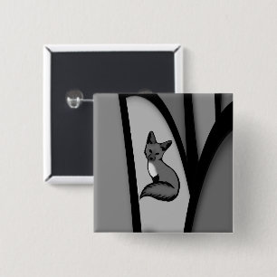 Fox Modern Art Design in Silver Button