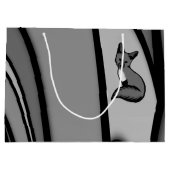 Fox Modern Art Design in Silver Große Geschenktüte (Rückseite)