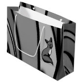 Fox Modern Art Design in Silver Große Geschenktüte (Vorderseite Schrägansicht)